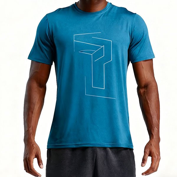 Men's Blue Casual Printed Short-Sleeve T-Shirt