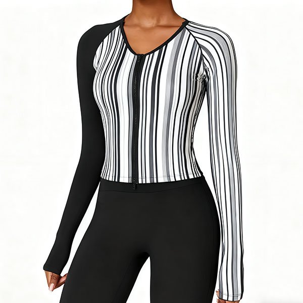 Winter striped slim-fit base coat