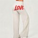 Solid color wide-leg pants with love pattern