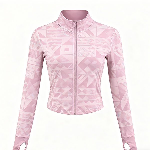 Pink cute pattern zip-up casual jacket