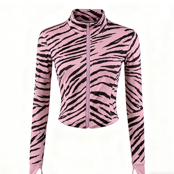 Pink fitted striped coat